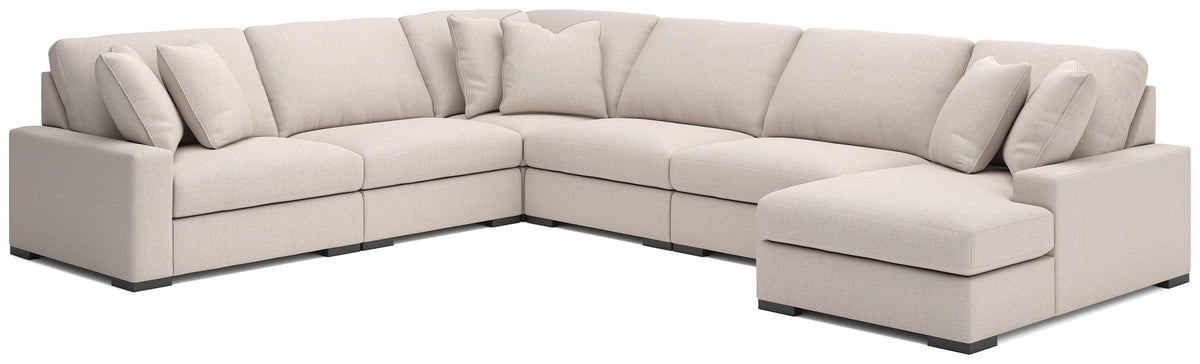 Auvelle 6-Piece Sectional with Chaise in Oyster