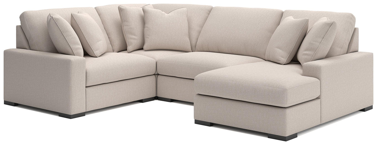 Auvelle 4-Piece Sectional with Chaise in Oyster