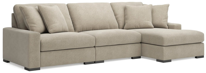 Auvelle 3-Piece Sectional with Chaise in Oatmeal