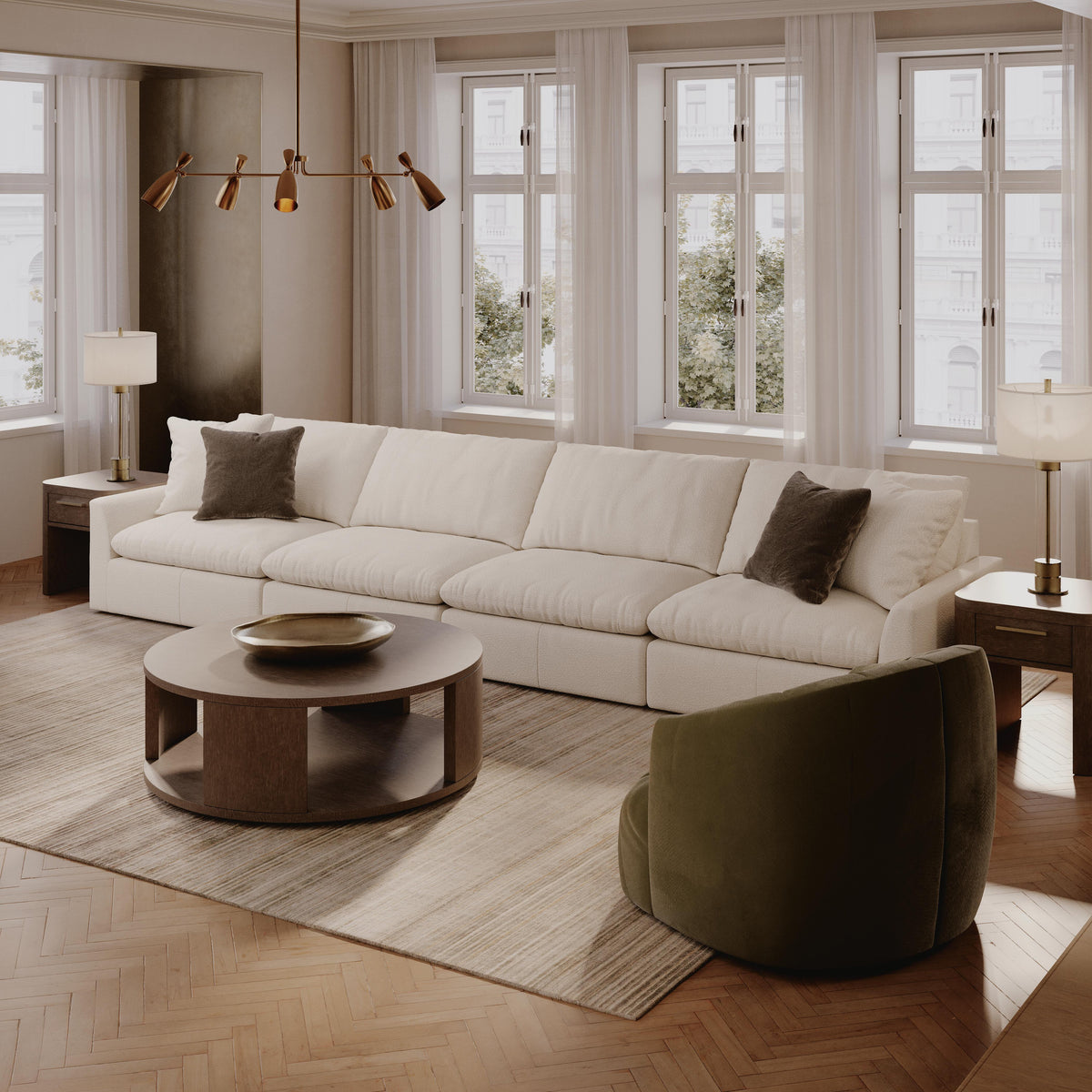 Belmoure 4-Piece Sectional Sofa in Oyster