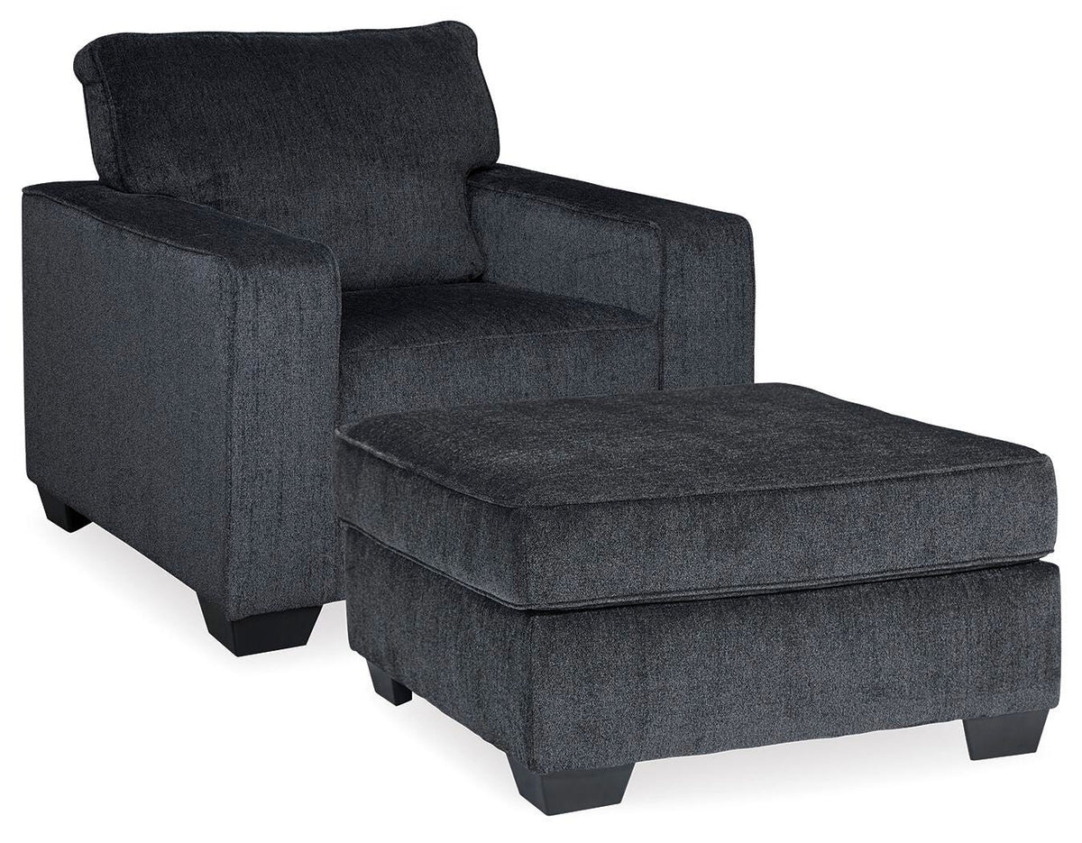 Rylo Chair and Ottoman in Slate II