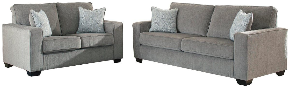 Rylo Sofa and Loveseat in Alloy