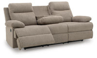 Verrin Reclining Sofa with Drop Down Table in Mocha