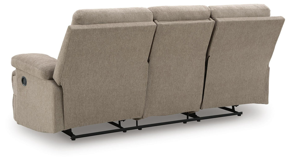 Verrin Reclining Sofa with Drop Down Table in Mocha