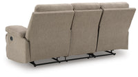 Verrin Reclining Sofa with Drop Down Table in Mocha