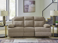 Verrin Reclining Sofa with Drop Down Table in Mocha