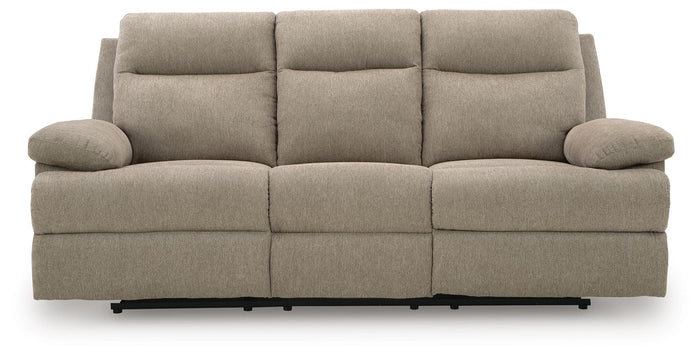 Verrin Reclining Sofa with Drop Down Table in Mocha