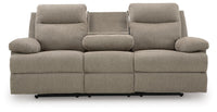 Verrin Reclining Sofa with Drop Down Table in Mocha