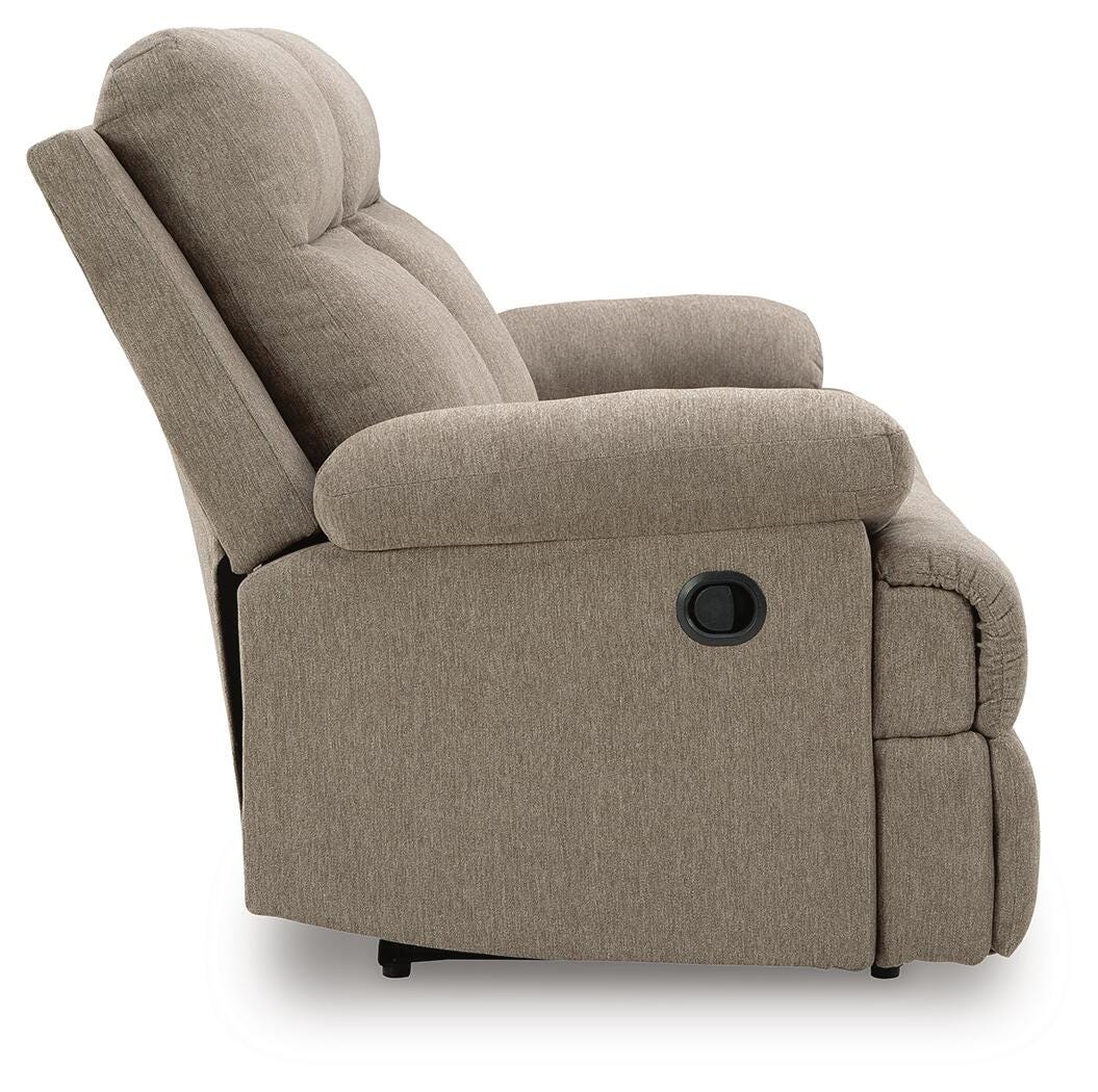 Verrin Reclining Sofa with Drop Down Table in Mocha