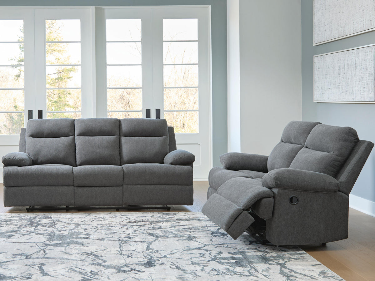 Verrin Reclining Sofa and Loveseat in Charcoal