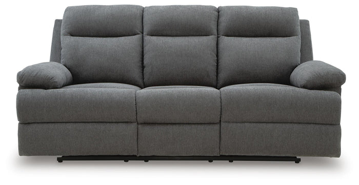 Verrin Reclining Sofa with Drop Down Table in Charcoal