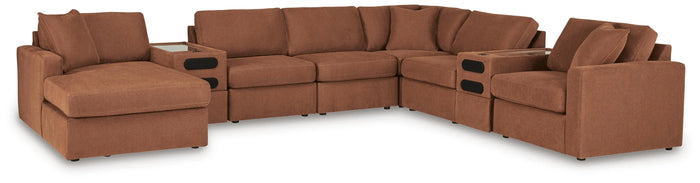 Marlow 8-Piece Sectional with Storage Chaise and Audio Consoles in Spice II