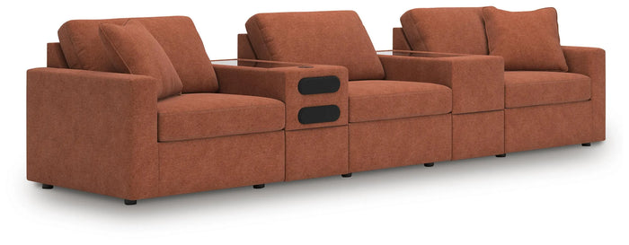 Marlow 5-Piece Sectional with Audio System in Spice