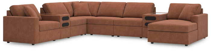 Marlow 8-Piece Sectional with Audio System and Chaise in Spice