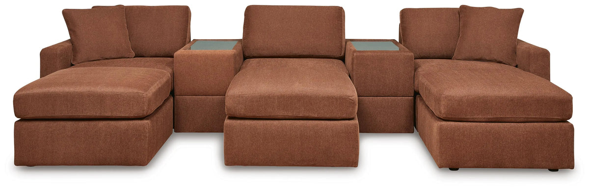 Marlow 5-Piece Sectional and 3 Ottomans in Spice