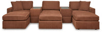 Marlow 5-Piece Sectional and 3 Ottomans in Spice