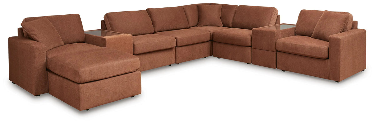 Marlow 8-Piece Sectional and Ottoman in Spice