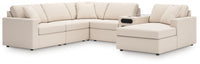 Marlow 6-Piece Sectional with Audio System and Chaise in Oyster Performance Fabric