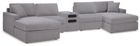 Marlow 5 Piece Sectional with Audio Console in Granite
