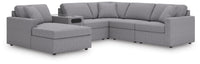 Marlow 6-Piece Sectional with Audio System and Chaise in Granite
