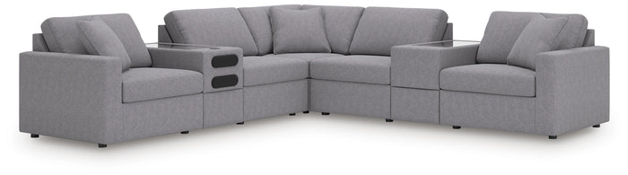 Marlow 7-Piece Balanced Sectional with Audio and Storage Consoles in Granite