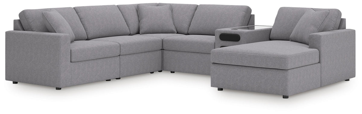 Marlow 6-Piece Sectional with Audio System and Chaise in Granite II
