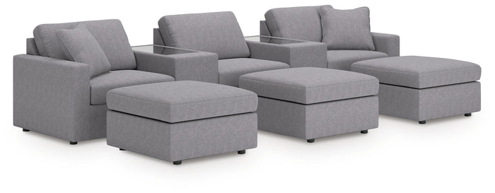 Marlow 5-Piece Sectional and 3 Ottomans in Granite
