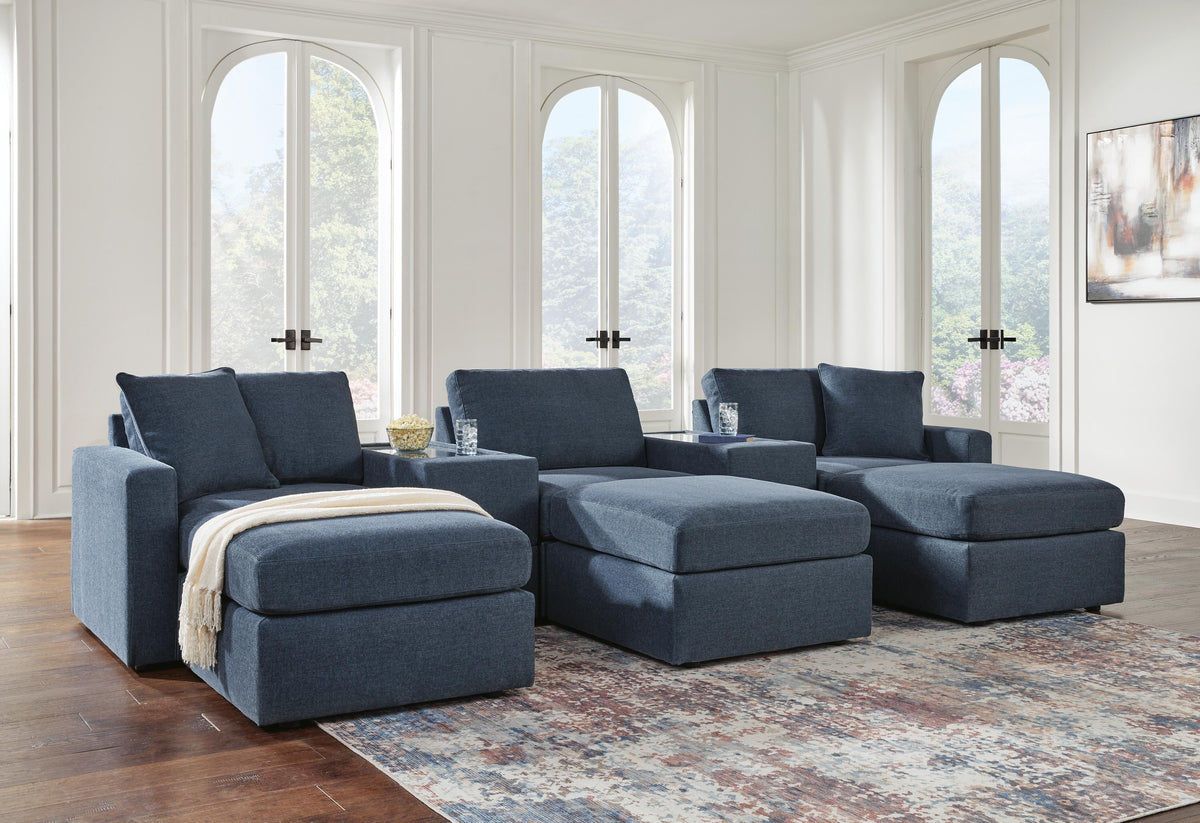 Marlow 5-Piece Sectional and 3 Ottomans in Ink