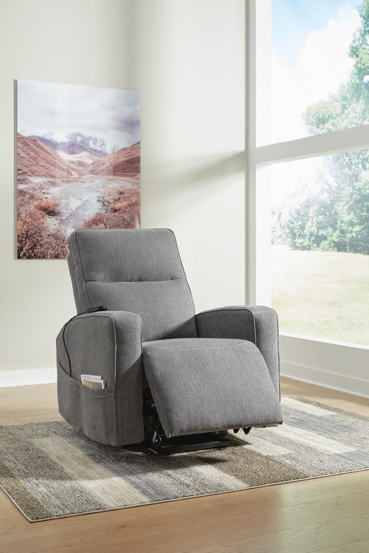Renzo Power Lift Recliner in Gray