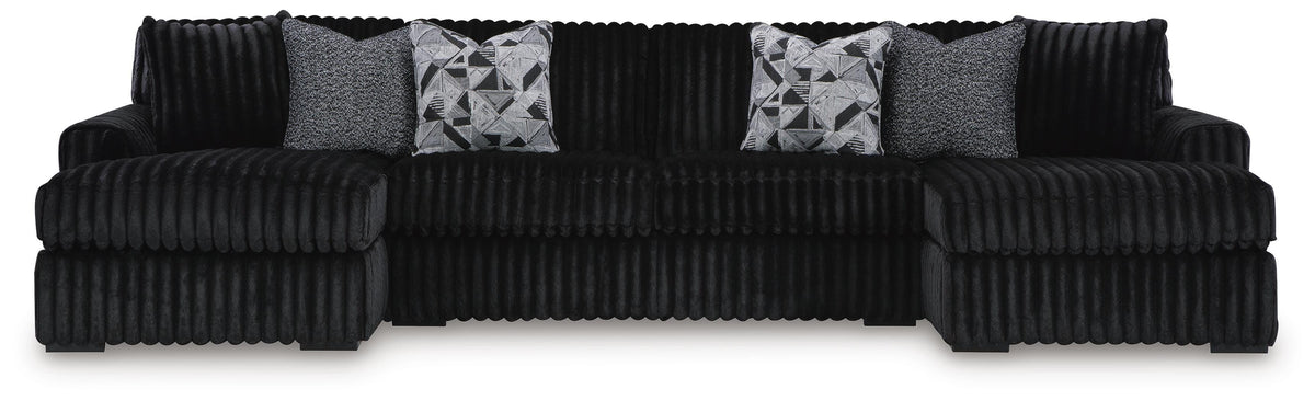 Winslow 3-Piece Sectional with Chaise in Onyx Fabric
