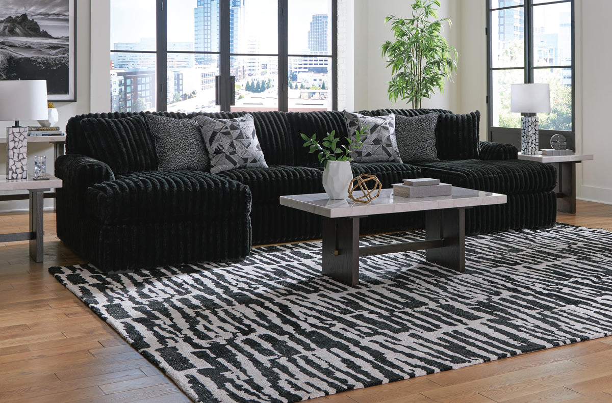 Winslow 3-Piece Sectional with Chaise in Onyx Fabric