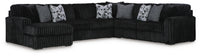 Winslow 4-Piece Sectional with Chaise in Onyx Fabric