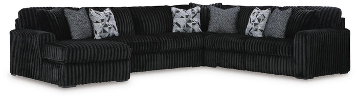 Winslow 4-Piece Sectional with Chaise in Onyx Fabric