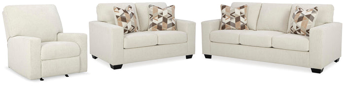 Wrenley Bay Sofa with Loveseat and Recliner in Ecru