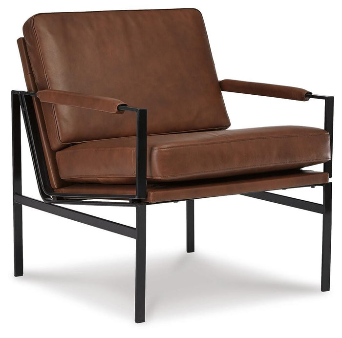 Kellan Park Accent Chair in Brown/Silver Finish