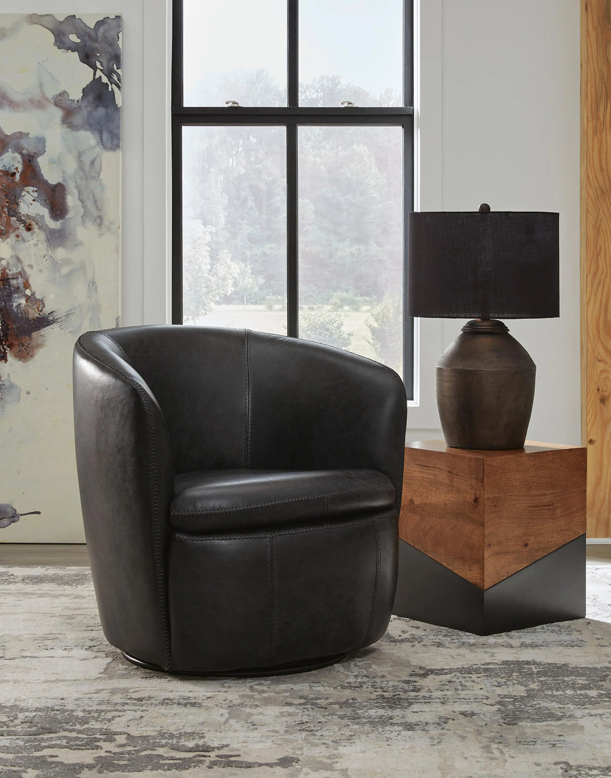 Wrenley Vale Swivel Accent Chair in Midnight