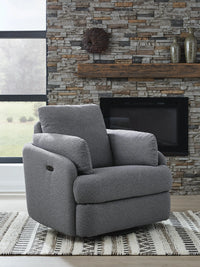 Nambucca Light Swivel Power Recliner in Salt and Pepper