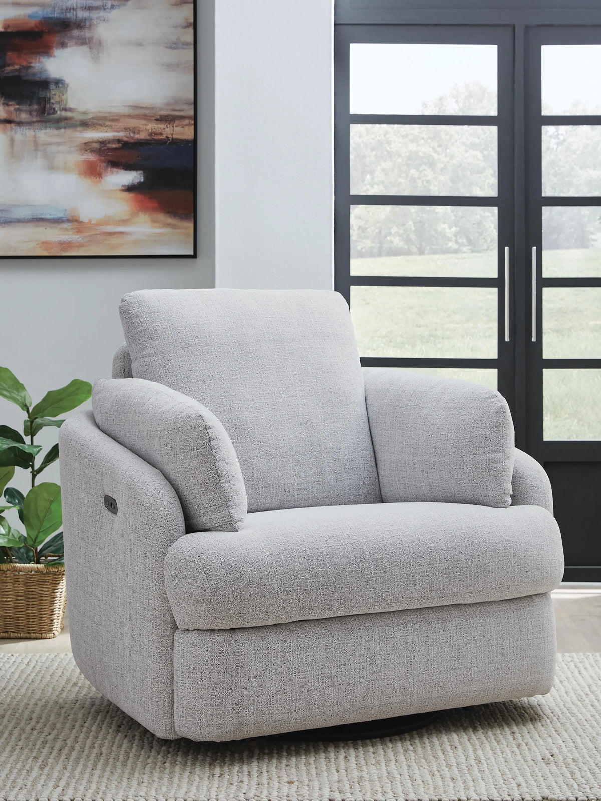 Nambucca Light Swivel Power Recliner in Stone