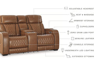 Anvilbrook Power Reclining Loveseat with Console in Caramel