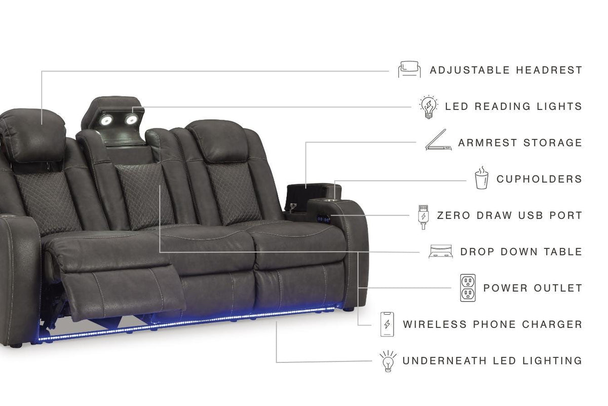 Verlaine Power Reclining Sofa in Shadow
