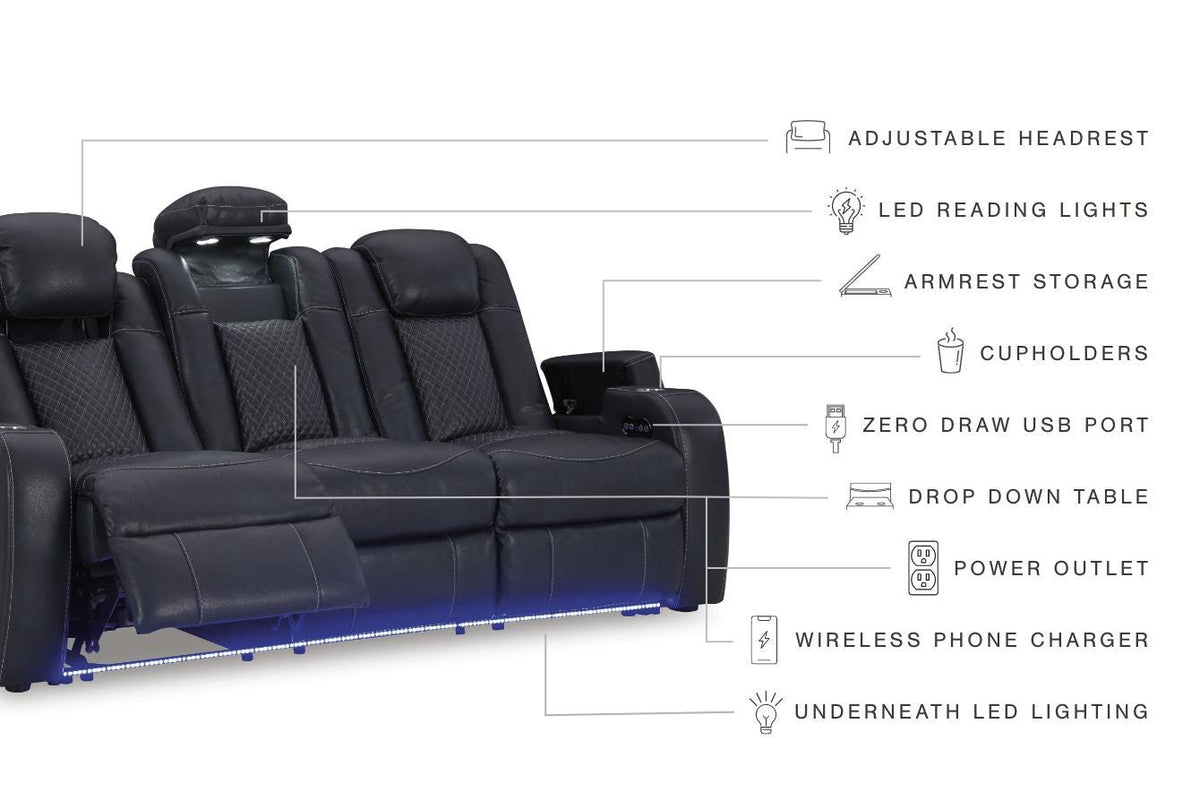 Verlaine Power Reclining Sofa in Sapphire
