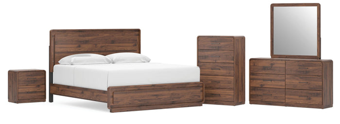 Sinclair Queen Panel Bed with Dresser and Mirror and 2 Chests and 2 Nightstands