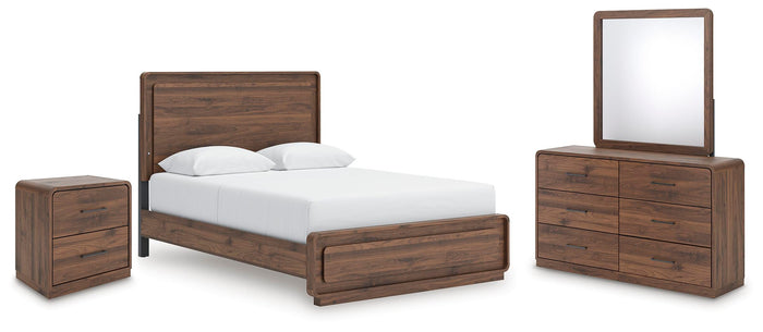 Sinclair Queen Panel Bed with Dresser and Mirror and Nightstand