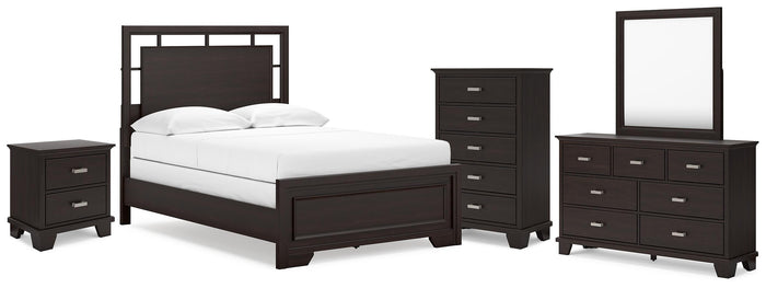 Kensworth Full Panel Bed with Dresser and Mirror and Chest and Nightstand