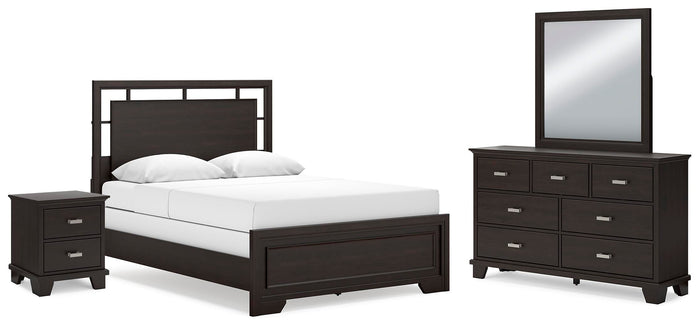 Kensworth Queen Panel Bed with Dresser and Mirror and Nightstand