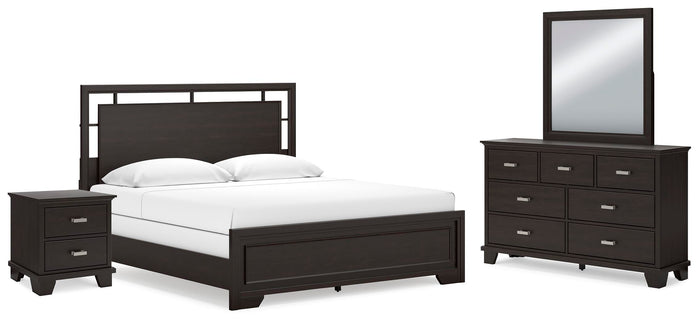Kensworth King Panel Bed with Dresser and Mirror and Nightstand