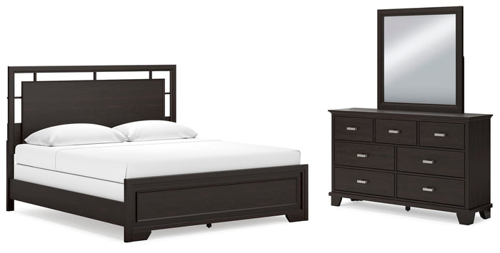 Kensworth King Panel Bed with Dresser and Mirror