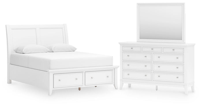 Kiama Vale Queen Sleigh Storage Bed with Dresser and Mirror