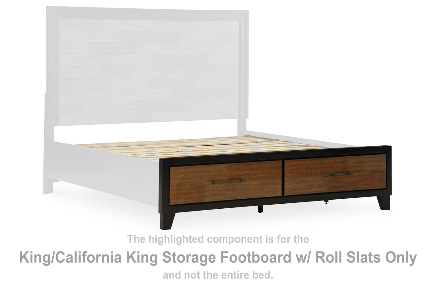 Kraeburn King/California King Storage Footboard with Roll Slats