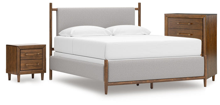 Roscoe King Upholstered Bed with Chest and Nightstand